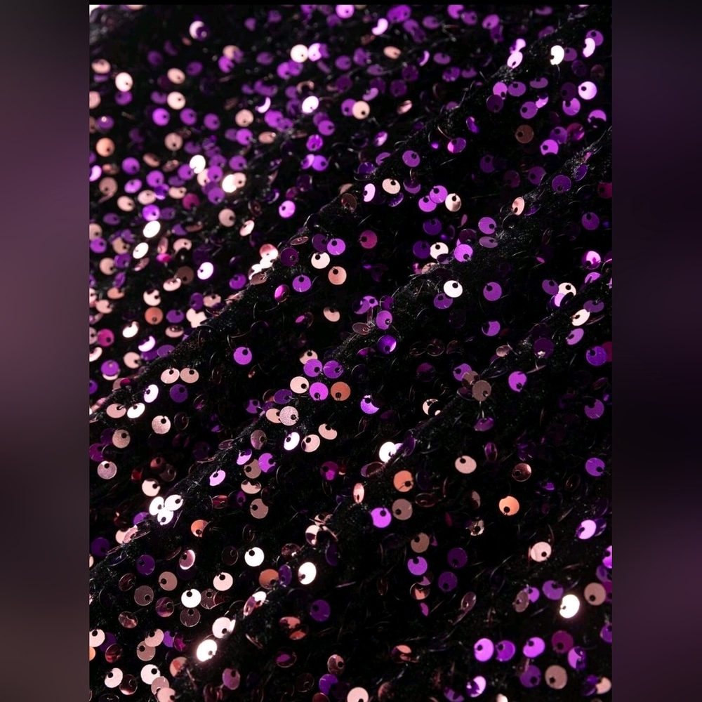 New Luxe Ombre Sequin Fitted Long Dress Gown Long Sleeve Purple Gold - Picture 12 of 14